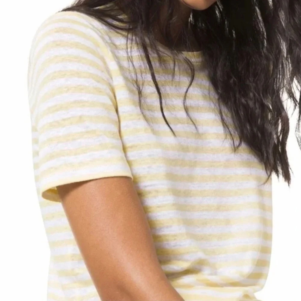 MICHAEL Michael Kors Yellow & Cream Striped Short Sleeve Tee - Picture 5 of 7
